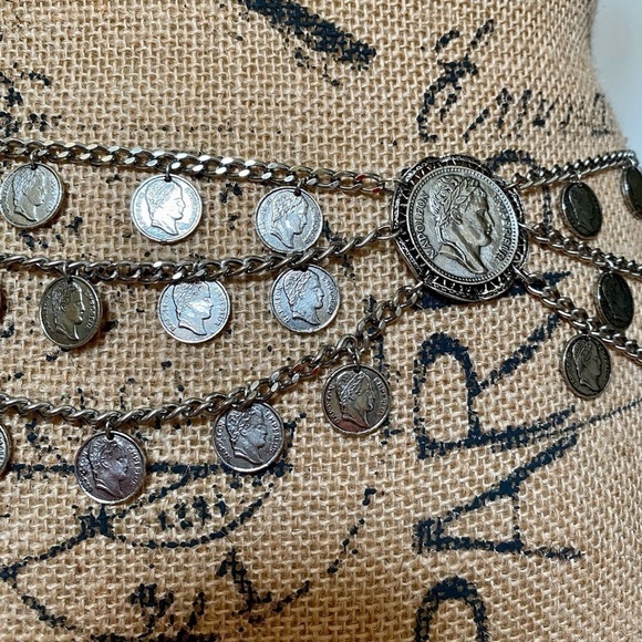 Vintage Women’s Coin Chain Belt Silver Tone Gypsy Boho Bohemian Belly Dancer main image 12